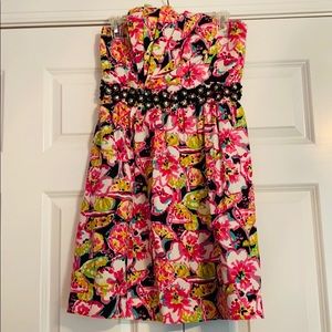 *RARE* Lilly Pulitzer Black Floral Strapless Dress